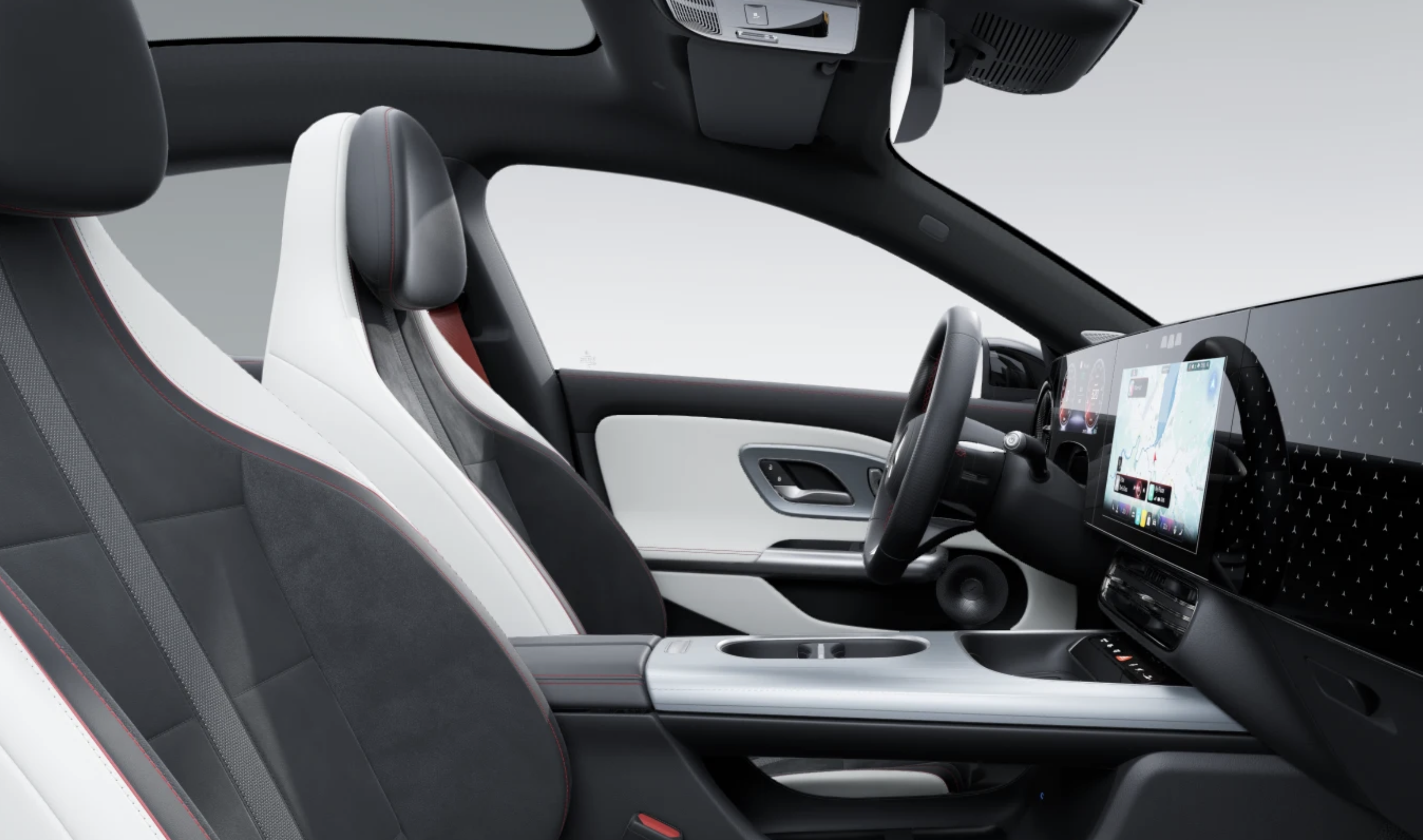 Mercedes-Benz CLA 350 4MATIC EQ v červené metalíze s AMG paketem – prémiový elektromobil s dojezdem 693 km. Objednejte online na AUTOiBUY.com.